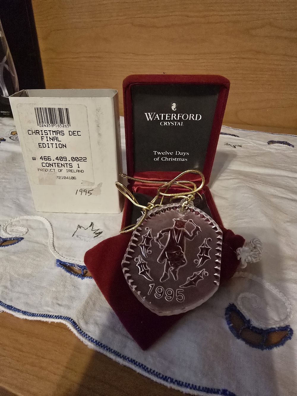 Waterford Crystal 1995 Twelve Days of Christmas Glass Pendant - Red